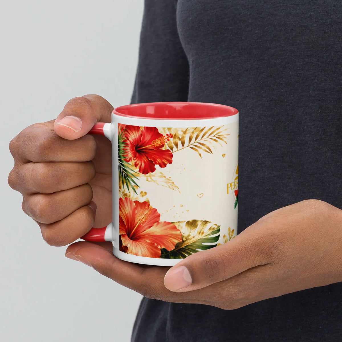 Mug Intérieur Rouge Personnaliz'Gwada - anse à gauche
