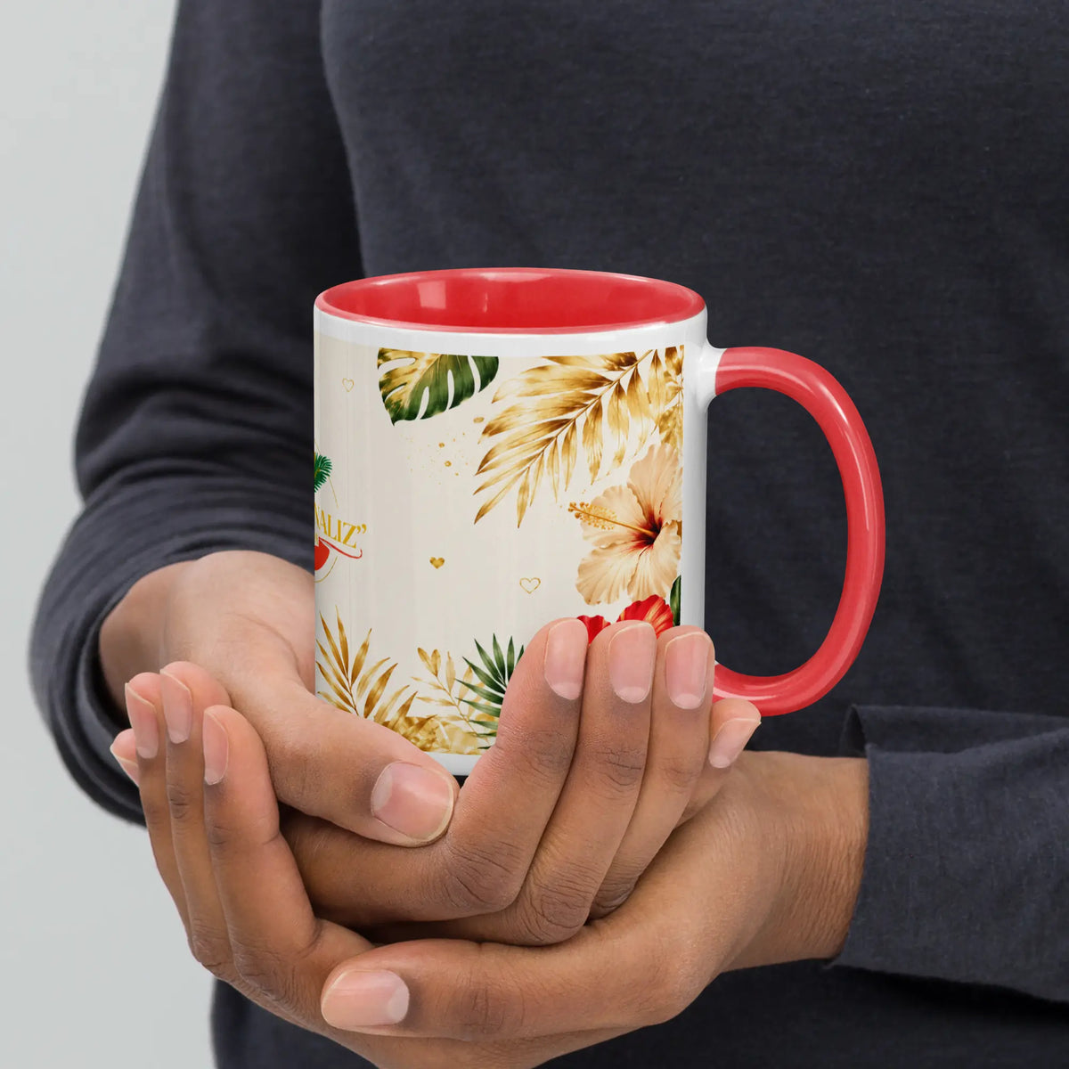 Mug Intérieur Rouge Personnaliz'Gwada - anse à droite