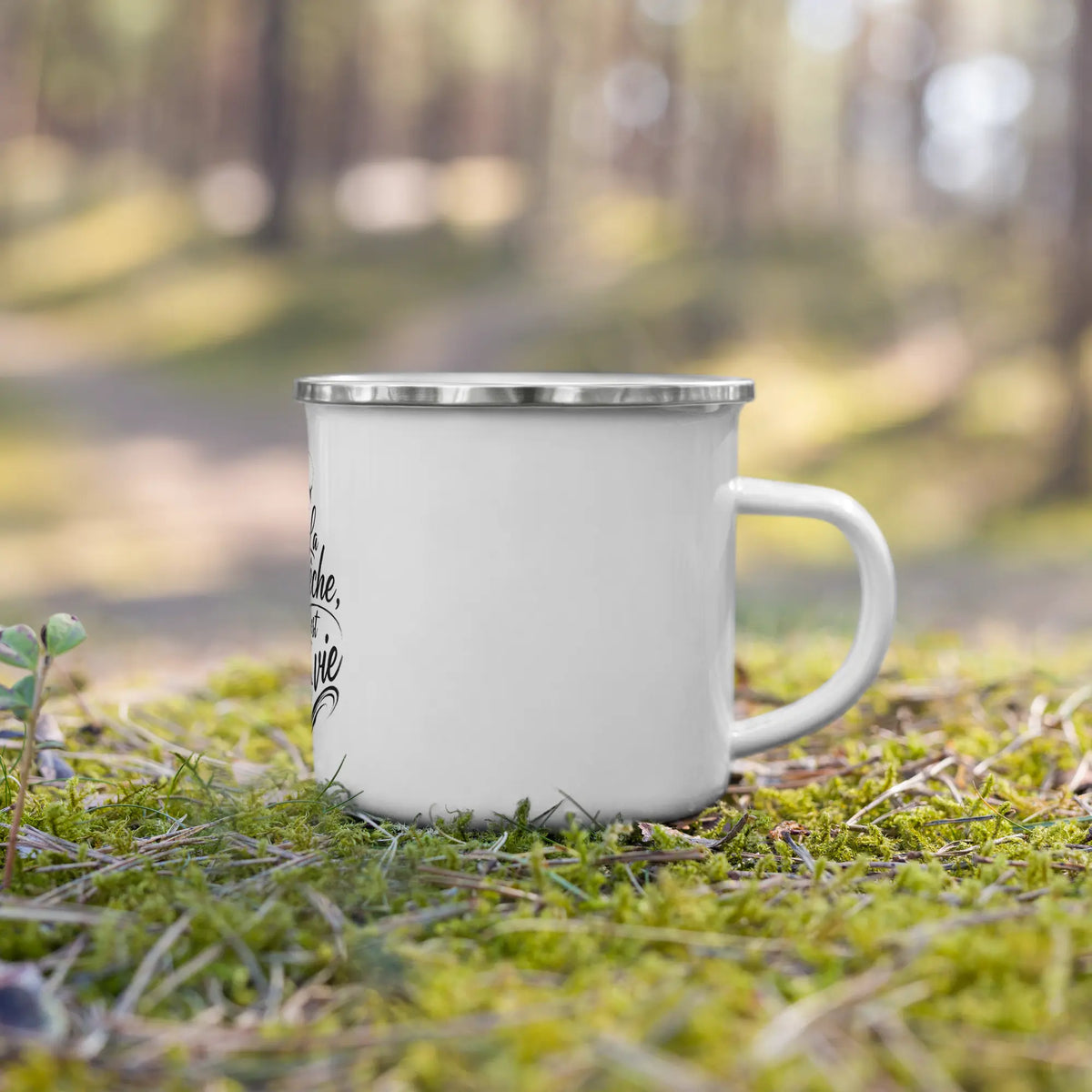 Mug Émaillé La Pêche C'est La Vie - anse à droite