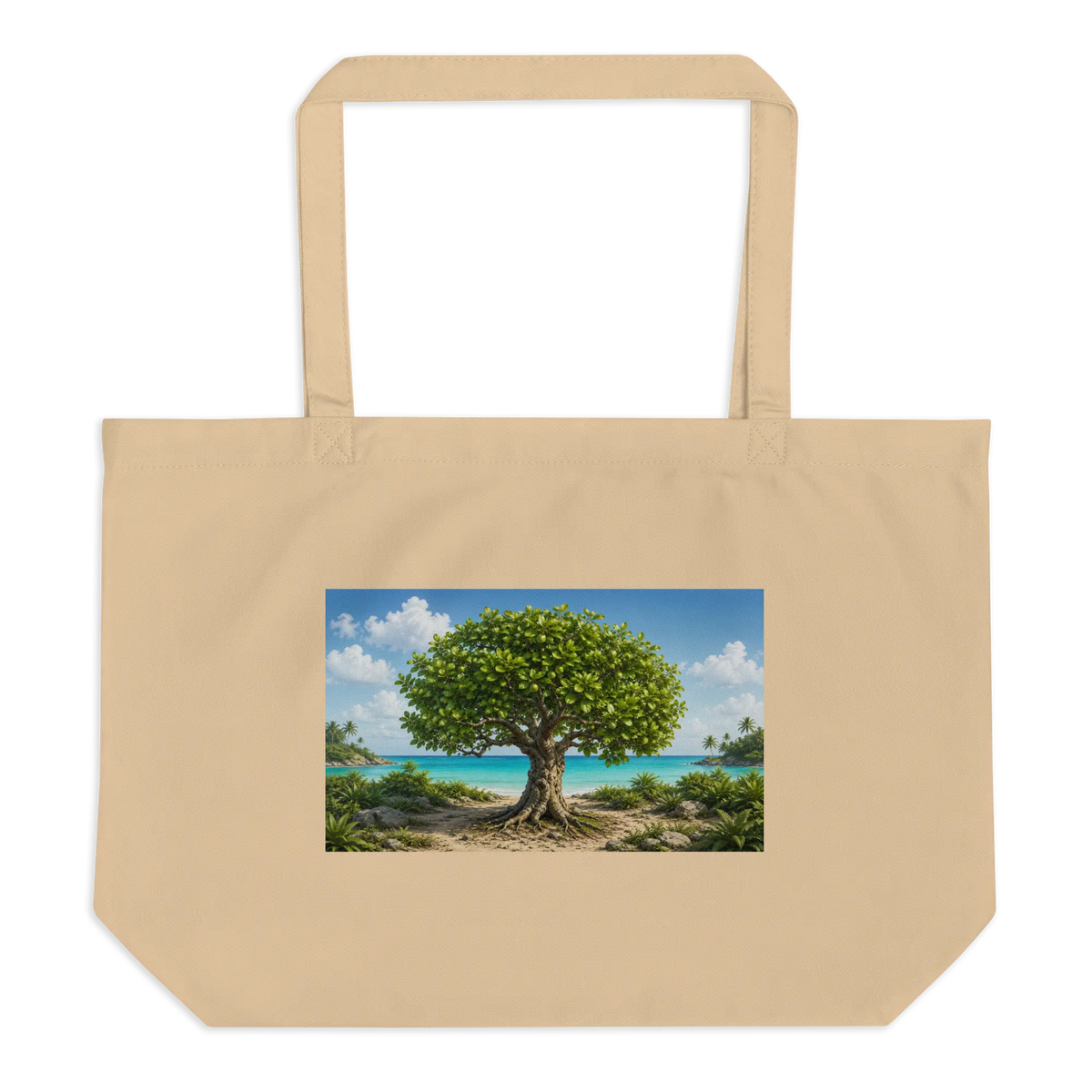 Grand Tote Bag Coton Bio L'arbre Mancenillier Personnaliz'Gwada